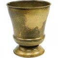 Floristik24 Senovinis vazonas metalinis puodelis vaza žalvaris Ø17cm H19cm