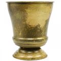 Senovinis vazonas metalinis puodelis vaza žalvaris Ø17cm H19cm | Floristik24.lt