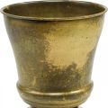 Senovinis vazonas metalinis puodelis vaza žalvaris Ø17cm H19cm | Floristik24.lt