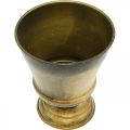 Senovinis vazonas metalinis puodelis vaza žalvaris Ø14cm H17cm | Floristik24.lt