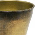 Senovinis vazonas metalinis puodelis vaza žalvaris Ø14cm H17cm | Floristik24.lt