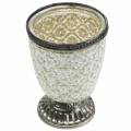 Floristik24 Arbatos šviesos stiklinis puodelis kaimiškas sidabrinis gėlėtas Ø9cm H13,5cm