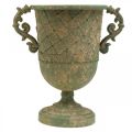 Floristik24 Puodelis sodinimui, taurė su rankenomis, metalinis indas senovinės išvaizdos Ø15,5cm H23,5cm