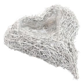 Floristik24 Vynmedžio širdelės augalo širdelės dubuo baltas natūralus 16×19cm×5,5cm