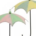 Floristik24 Metaliniai skėčiai, spyruokliniai, pakabinami skėčiai, rudens dekoracija rožinė/žalia, mėlyna/geltona H29,5cm Ø24,5cm rinkinys po 2 vnt.