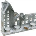 Šviečiantys nameliai, langų dekoracijos, sidabriniai šviestuvai, senovinio stiliaus metalinis žibintas, ilgis 67,5 cm, aukštis 20 cm | Floristik24.lt