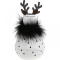 Floristik24 Dekoratyvinis elnias, Kalėdinė puošmena, dekoratyvinė figūra iš metalo, Advento balta, juoda H15,5cm Ø8cm
