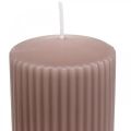 Floristik24 Stulpinės žvakės senovinė rožinė žvakė su grioveliais 70/130mm 4vnt