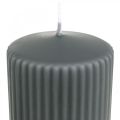 Floristik24 Stulpinės žvakės antracito žvakė su grioveliais 70/130mm 4vnt
