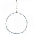 Floristik24 Žiedas su perlais, pavasaris, dekoratyvinis žiedas, vestuvės, vainikas pakabinti baltas Ø28cm 4vnt