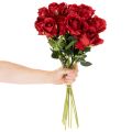Dirbtinė rožė su ilgu kotu, raudona dirbtinė gėlė, 62 cm, 12 vnt. | Floristik24.lt