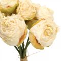 Floristik24 Dirbtinės rožės, šilkinės gėlės, rožių kekė kreminė balta L23cm 8vnt