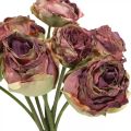 Floristik24 Rožės senovinė rožinė, šilkinės gėlės, dirbtinės gėlės L23cm 8vnt