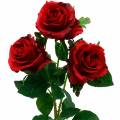 Floristik24 Raudonos rožės dirbtinės rožės šilkinės gėlės 3vnt