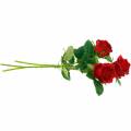 Floristik24 Raudonos rožės dirbtinės rožės šilkinės gėlės 3vnt