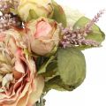 Floristik24 Rožės dirbtinės gėlės rudeninės puokštės kreminės puokštėje, rožinės spalvos H36cm