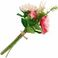 Floristik24 Dirbtinių rožių puokštė rožinių šilko gėlių puokštėje