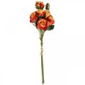 Floristik24 Rožių puokštė dirbtinės rožės šilkinės gėlės oranžinės 53cm kekė