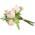 Dirbtinė rožių puokštė, šilkinių gėlių puokštė, rožės kekėje, dirbtinių rožių puokštė rožinė L28cm