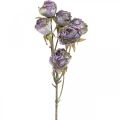 Rožės šakelė Šilko gėlių stalo puošmena Menas Rožė Violetinė Antikvarinė L53cm