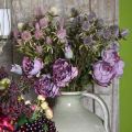 Floristik24 Rožės šakelė Šilko gėlių stalo puošmena Menas Rožė Violetinė Antikvarinė L53cm
