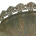 Floristik24 Kaimiškas vazonas, dubuo su kojele, metalo apdaila, senovinės išvaizdos, Ø18.5cm H15cm