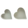 Floristik24 Dubuo širdies plastikinis dekoratyvinis dubuo baltas pilkas 24/21cm rinkinys po 2
