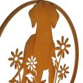Floristik24 Metalinio ženklo patina šuo su gėlėmis Ø38cm