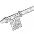 Floristik24 Eglutės puošimo raktas, Adventas, pakabukas eglutei su blizgučiais permatomas / sidabrinis L14,5cm plastikinis 12vnt