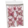 Floristik24 Deco drugeliai su segtuku, plunksniniai drugeliai rožiniai 4,5-8cm 10vnt