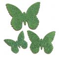 Floristik24 Pabarstykite dekoraciją drugelio žalia blizgučiai 5/4 / 3cm 24vnt