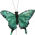 Dekoratyviniai drugeliai, pavasario puošmena, plunksniniai drugeliai, augalų kamščiai žalia, ruda 9,5×12,5cm 12vnt.