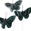 Floristik24 Plunksniniai drugeliai juodai balti, drugeliai ant vielos, dirbtinės kandys 5,5×9cm 12vnt