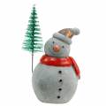 Floristik24 Kalėdinė sniego senelio figūrėlė su eglute betono pilka, spalvota 9cm – 11cm 4vnt
