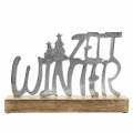 Floristik24 &quot;Žiemos laiko&quot; stalo apdaila, metalas, mango mediena, sidabras 33 × 22cm