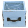 Floristik24 Augalų dėžutė medinis stalčius šviesiai mėlynas nuskuręs 12,5×12,5×10 cm