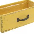 Floristik24 Augalų dėžutė medinis stalčius Shabby Chic Yellow 25x13x9cm