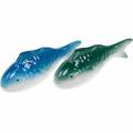 Floristik24 Plaukiojanti žuvis mėlyna/žalia keramika 16cm 2vnt