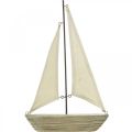 Floristik24 Dekoratyvinis medinis burlaivis, jūrinė dekoracija, dekoratyvinis laivas nušiuręs, natūralios spalvos, balta A29cm L18cm