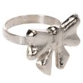Floristik24 Servetėlių žiedai su kaspinu, metaliniai, blizgančio sidabro spalvos, 5 cm, 4 vnt.