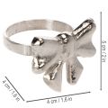 Servetėlių žiedai su kaspinu, metaliniai, blizgančio sidabro spalvos, 5 cm, 4 vnt. | Floristik24.lt