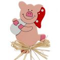Floristik24 Naujųjų metų išvakarių dekoravimo laimės kiaulytės kištukas 7cm 12vnt