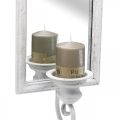 Floristik24 Veidrodis antikvarinis efektas su žvakidės balta metalo Shabby H50cm