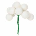 Veidrodiniai uogų formos mini stikliniai rutuliukai ant vielos, balti, 25 mm, 140 vnt. | Floristik24.lt
