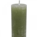 Floristik24 Vienspalvės žvakės alyvuogių žalios lazdelės žvakės 34×240mm 4vnt
