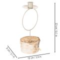 Žvakidė su beržo medienos pagrindu ir metaliniu žiedu, 20 cm | Floristik24.lt