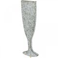 Floristik24 Naujųjų metų išvakarių dekoravimo šampano stiklo sidabro gėlių kamštis 9cm 18vnt