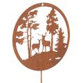 Floristik24 Sodo kuolas, rūdžių spalvos, apvalus, elnio silueto, miško puošmena, 53 cm, 2 vnt.