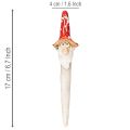 Priklijuojama nykštuko figūrėlė su ilga barzda ir grybo formos kepure, dekoracija, 17 cm, 2 dalys | Floristik24.lt