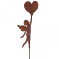 Floristik24 Sodo kuolas rūdžių angelas su širdelės puošmena Valentino dienai 60cm